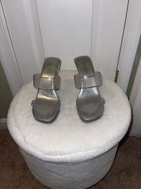 Aldo Silver Clear Strap Mules